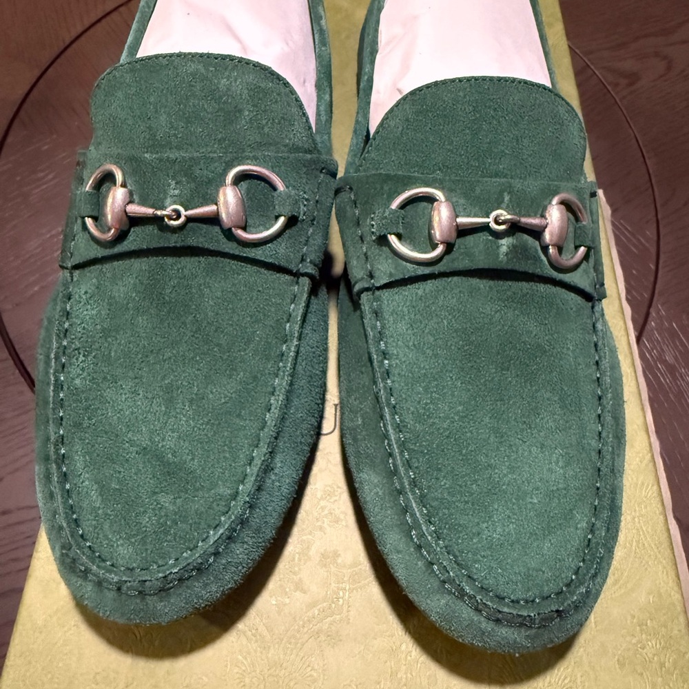 Gucci Forest Green Suede Loafers